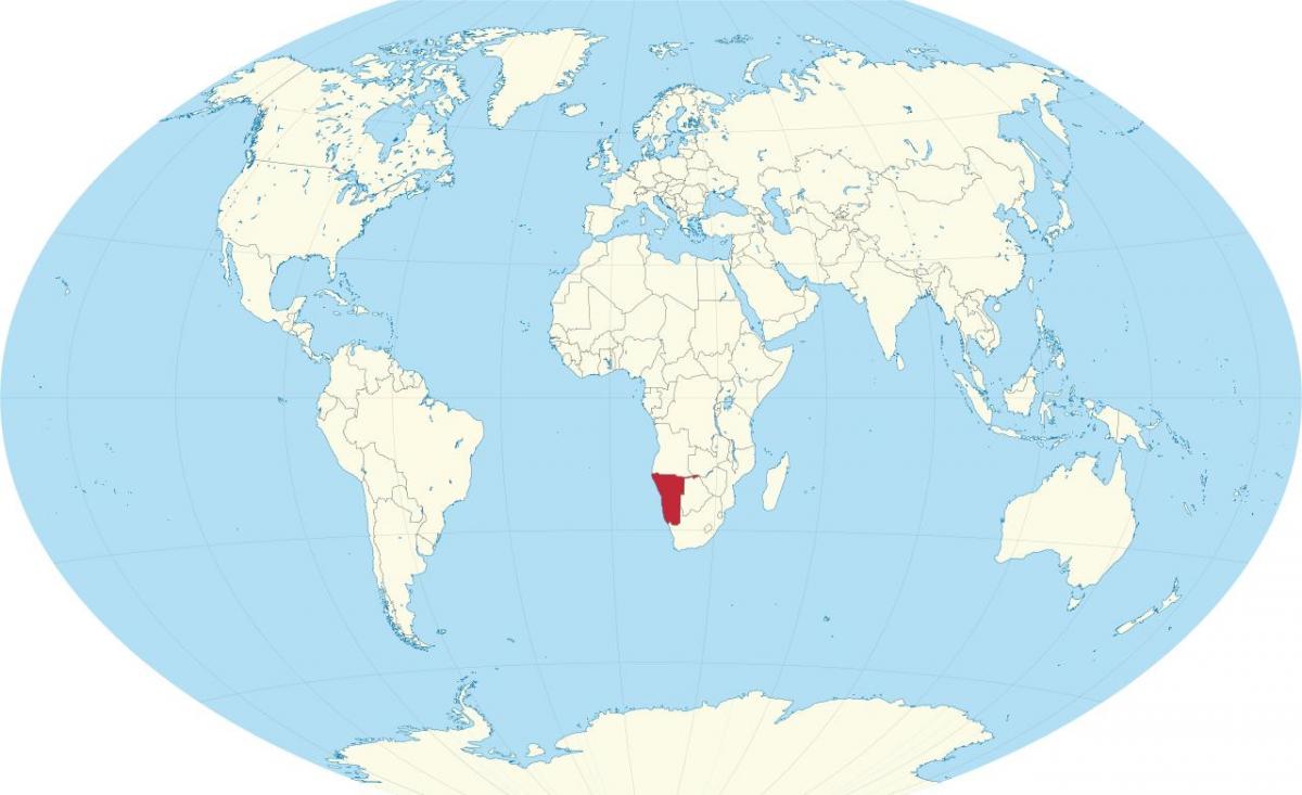 Местоположение Намибия върху картата на света