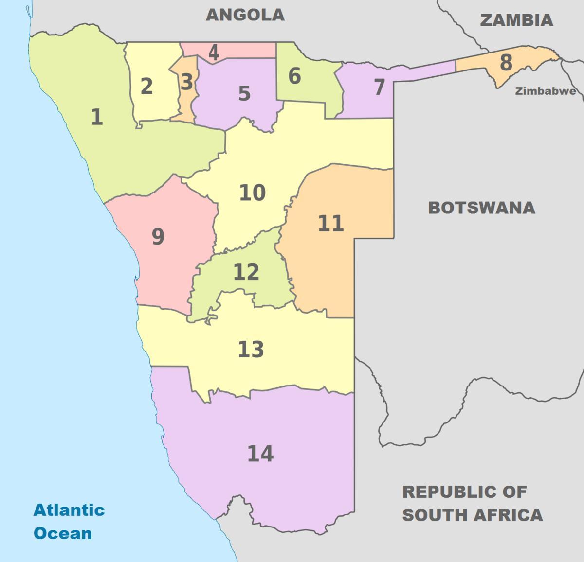 политическата карта на Намибия