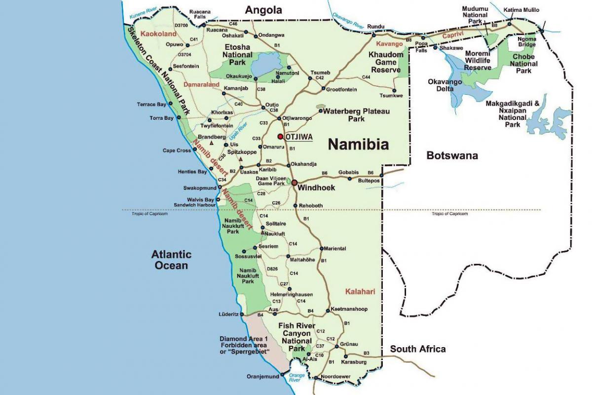 на картата на Намибия