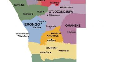 Карта на Намибия региони
