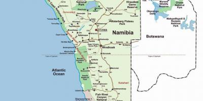 Скелет на бреговете на Намибия на картата